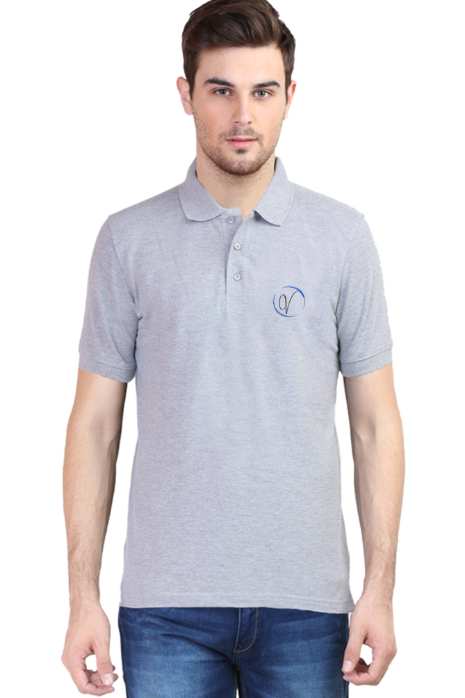 Grey Melange Formal Polo T-Shirt