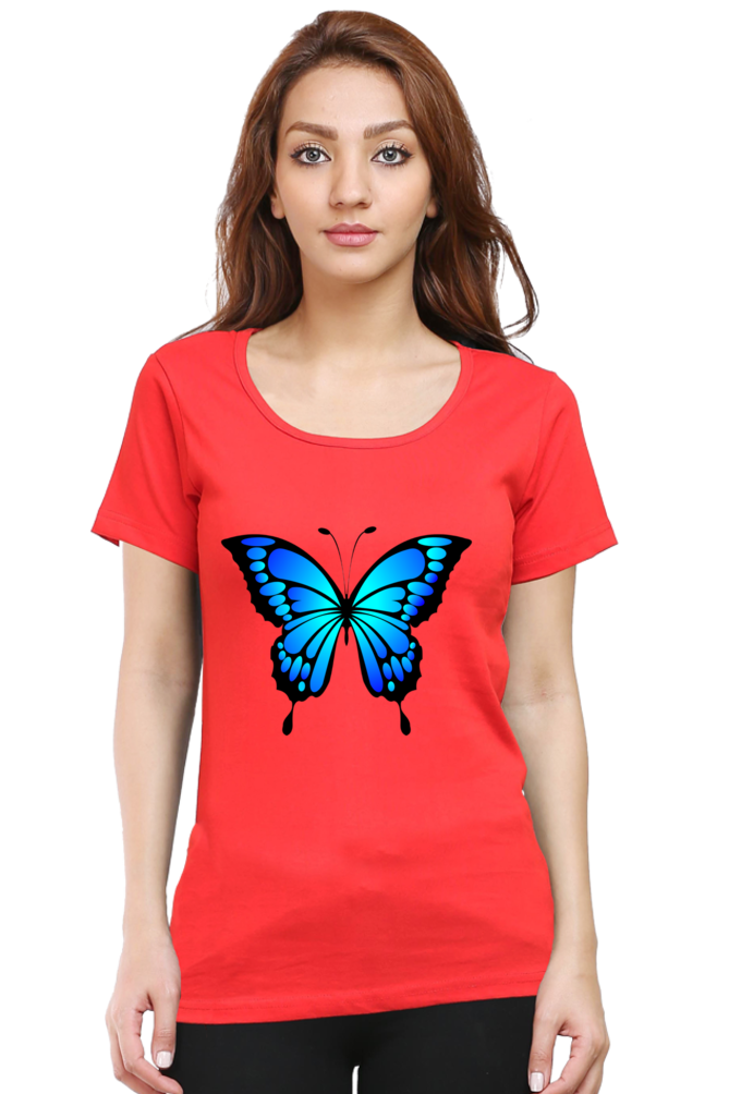 Blue Butterfly Half Sleeve Printed T-Shirt