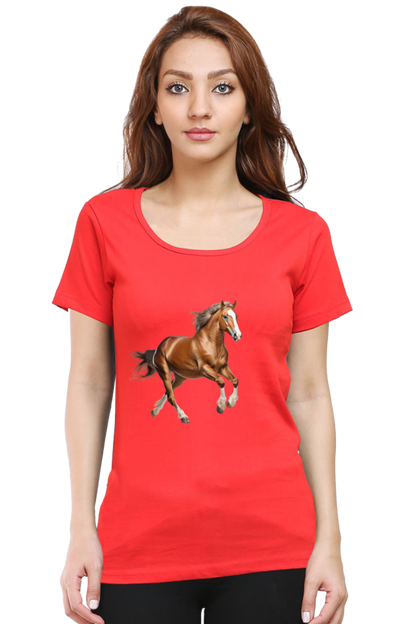 Brown Horse Design Half Sleeve T-Shirt