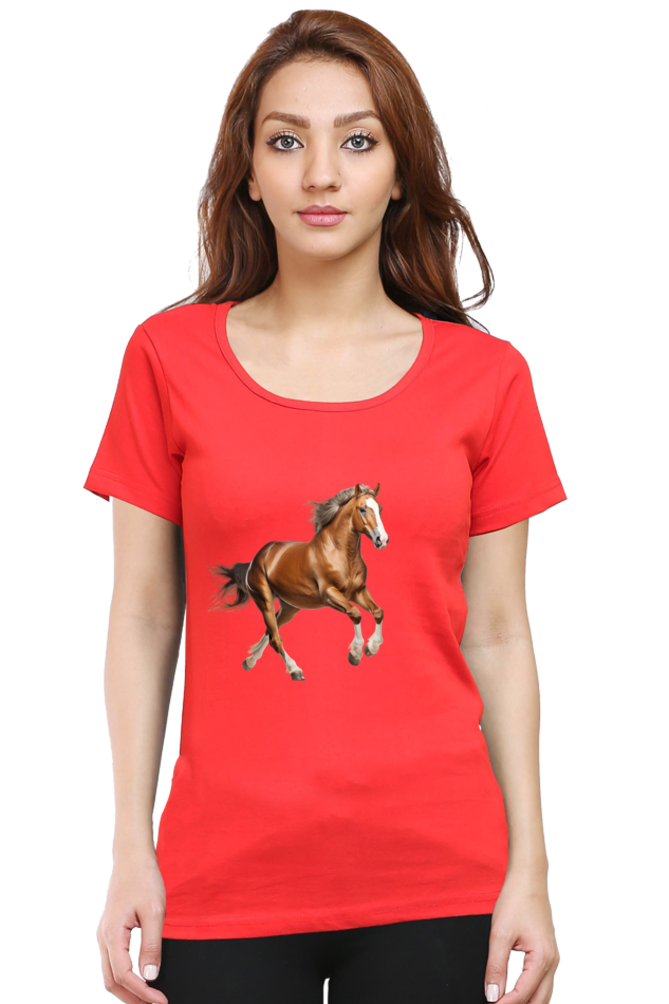 Brown Horse Design Half Sleeve T-Shirt