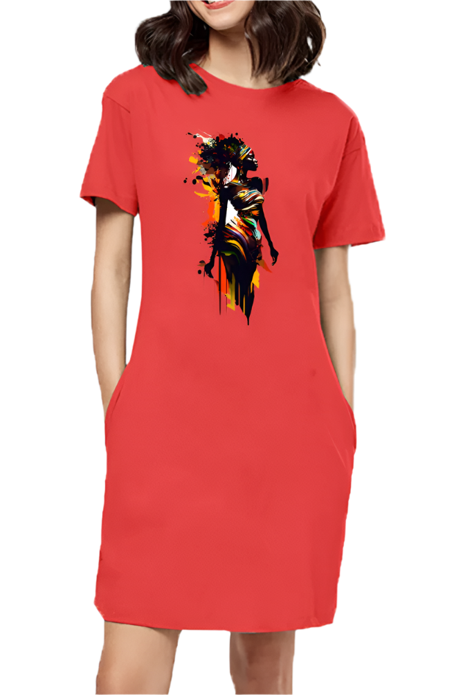 Woman Art Printed T-Shirt Dress for Women