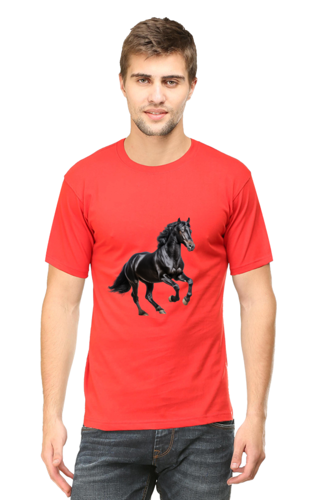 Black Horse Design Printed T-Shirt