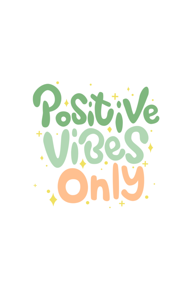 Positive Vibes Only Quote Half Sleeve Printed T-Shirt