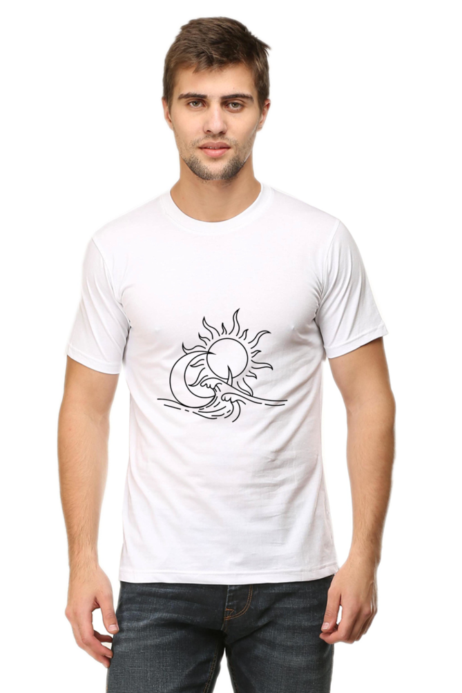 Sun Moon Ocean Art Printed T-shirt