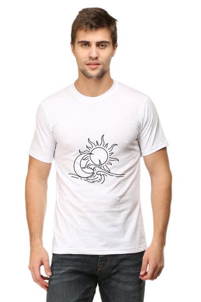 Sun Moon Ocean Art Printed T-shirt