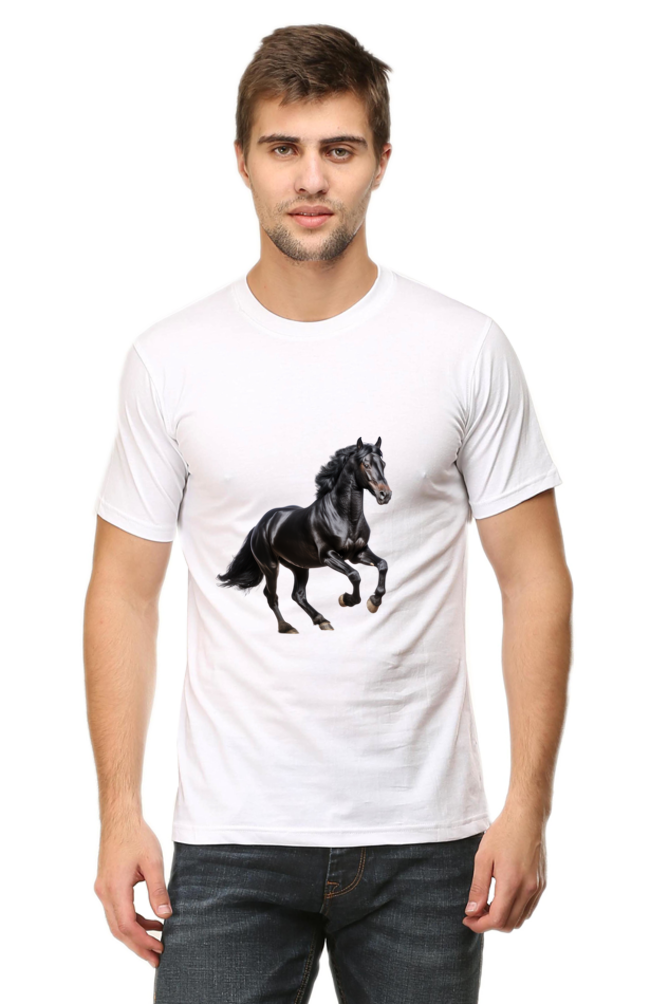 Black Horse Design Printed T-Shirt