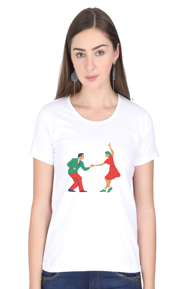 Dancing Couple Design Half Sleeve Printed T-Shirt