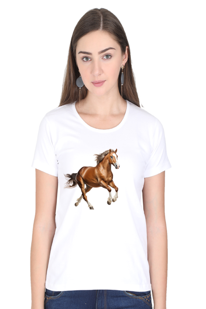 Brown Horse Design Half Sleeve T-Shirt