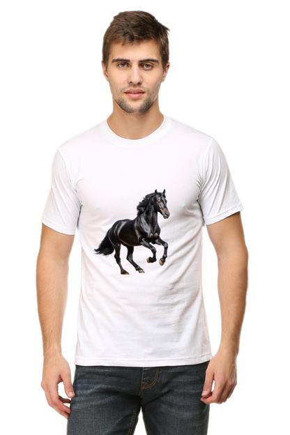 Black Horse Design Printed T-Shirt