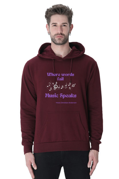 Music Speak Quote Printed Unisexual Hoodie Sweatshirt