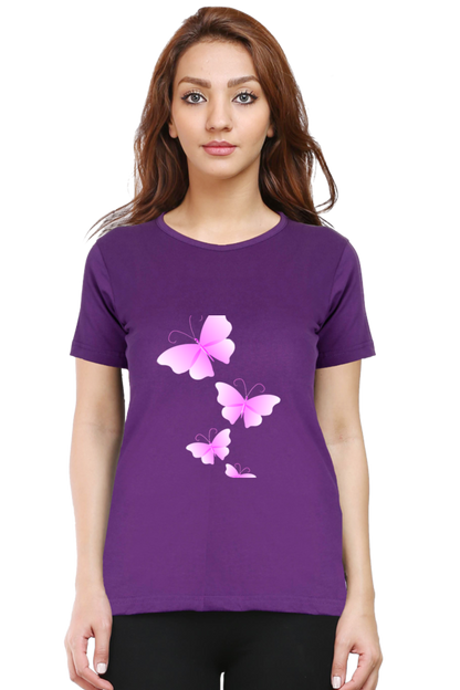 Pink Flutter Half Sleeve Printed T-Shirt