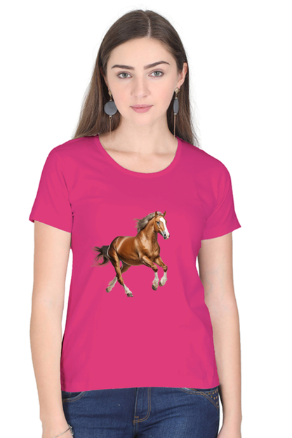 Brown Horse Design Half Sleeve T-Shirt