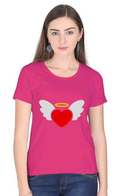 Heart Wings Half Sleeve Printed T-shirt