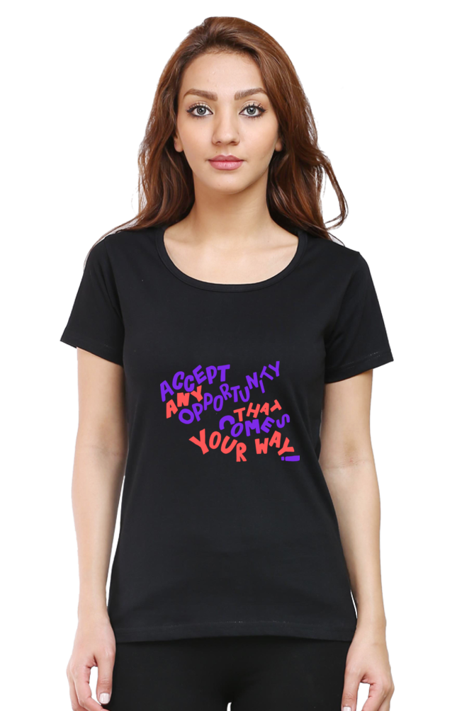 Opportunities Quote Half Sleeve Printed T-Shirt