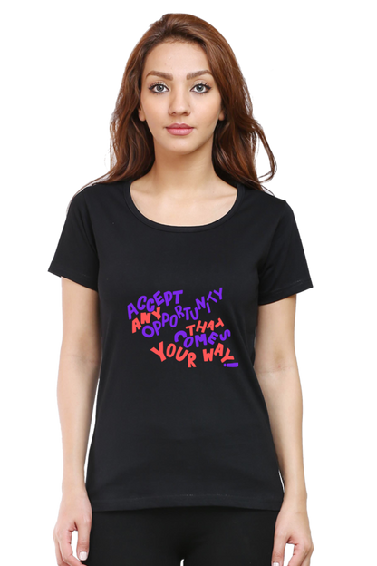 Opportunities Quote Half Sleeve Printed T-Shirt