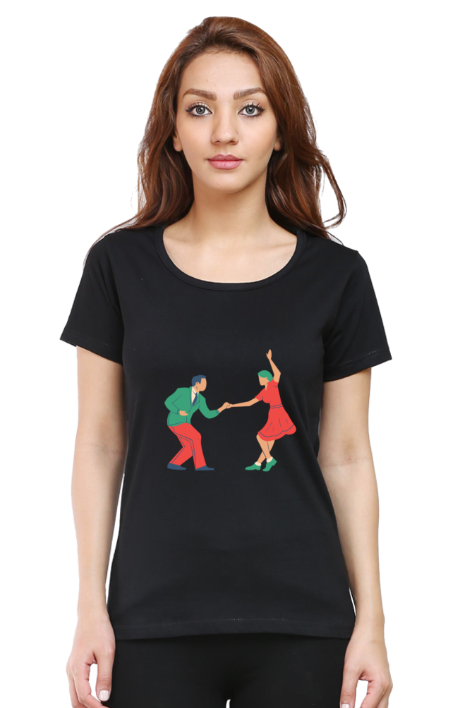 Dancing Couple Design Half Sleeve Printed T-Shirt