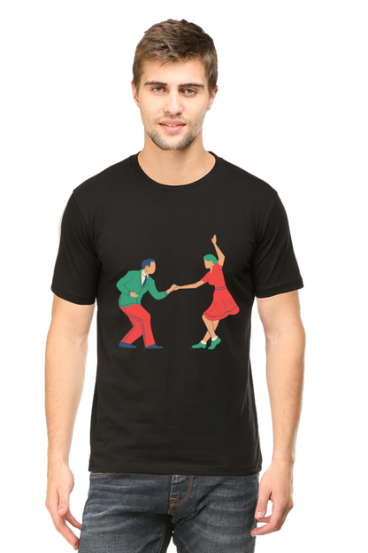 Dancing Couple Design Printed T-Shirt