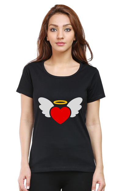 Heart Wings Half Sleeve Printed T-shirt