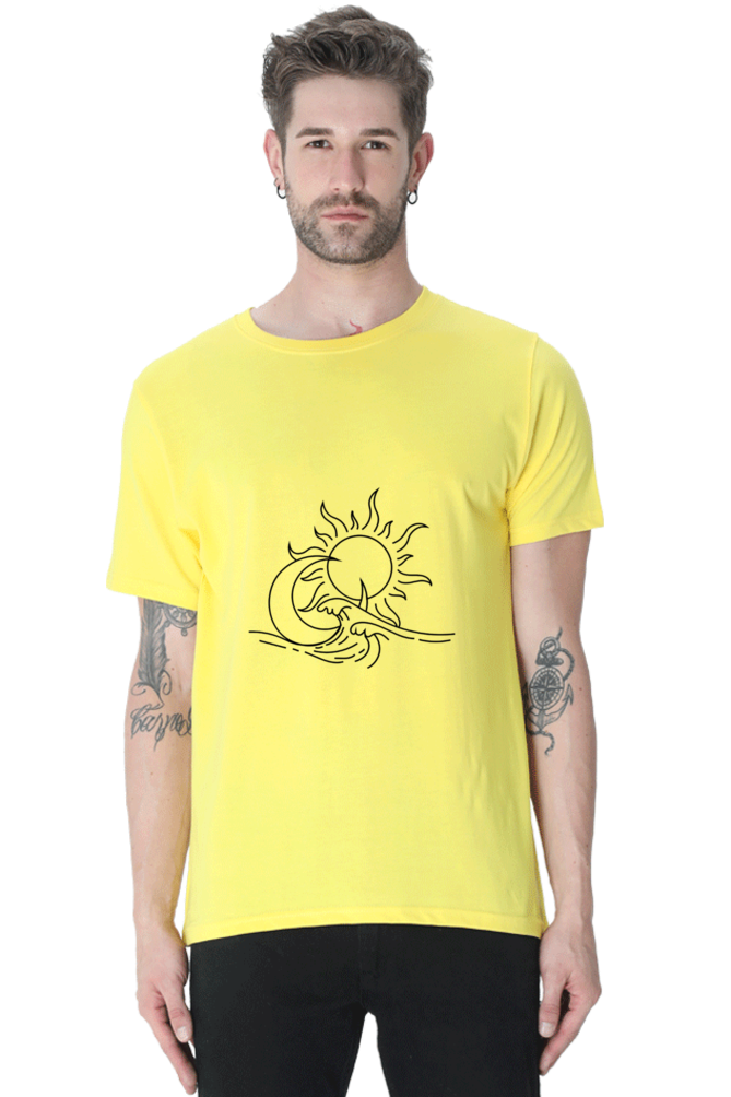 Sun Moon Ocean Art Printed T-shirt