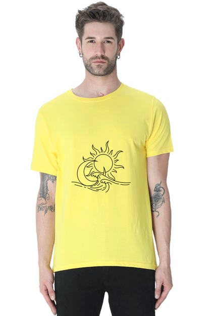 Sun Moon Ocean Art Printed T-shirt