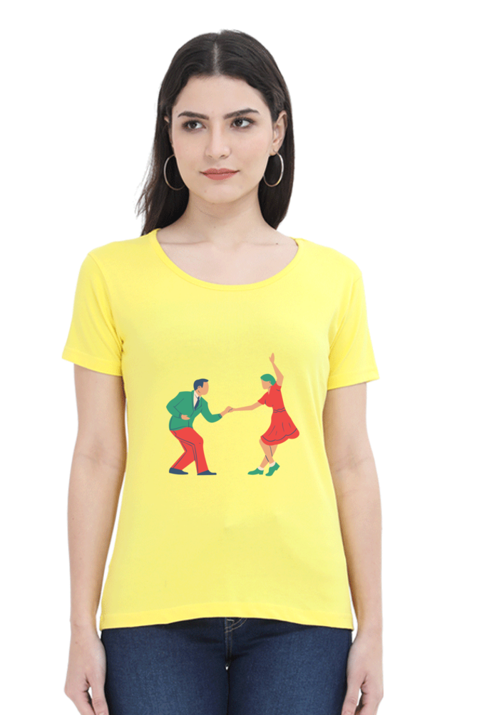 Dancing Couple Design Half Sleeve Printed T-Shirt