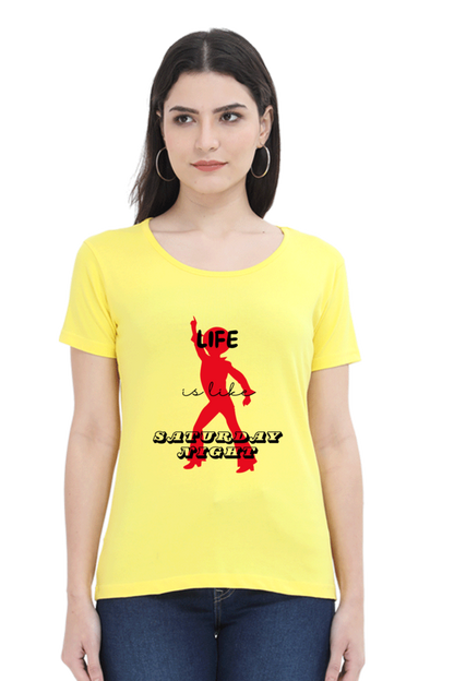 Life Quote Design Half Sleeve Printed T-Shirt