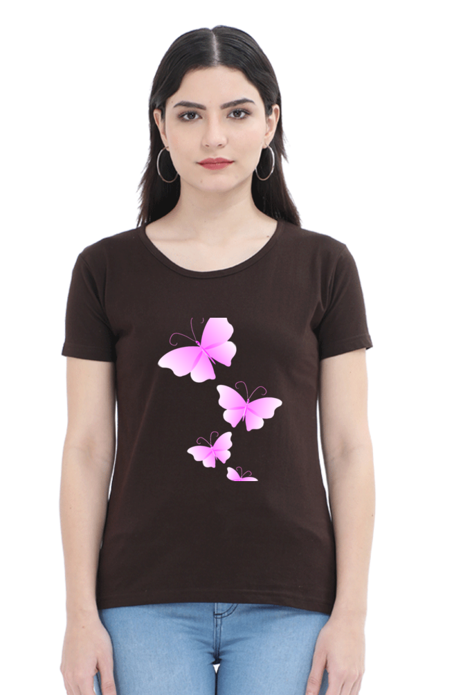 Pink Flutter Half Sleeve Printed T-Shirt