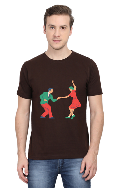 Dancing Couple Design Printed T-Shirt