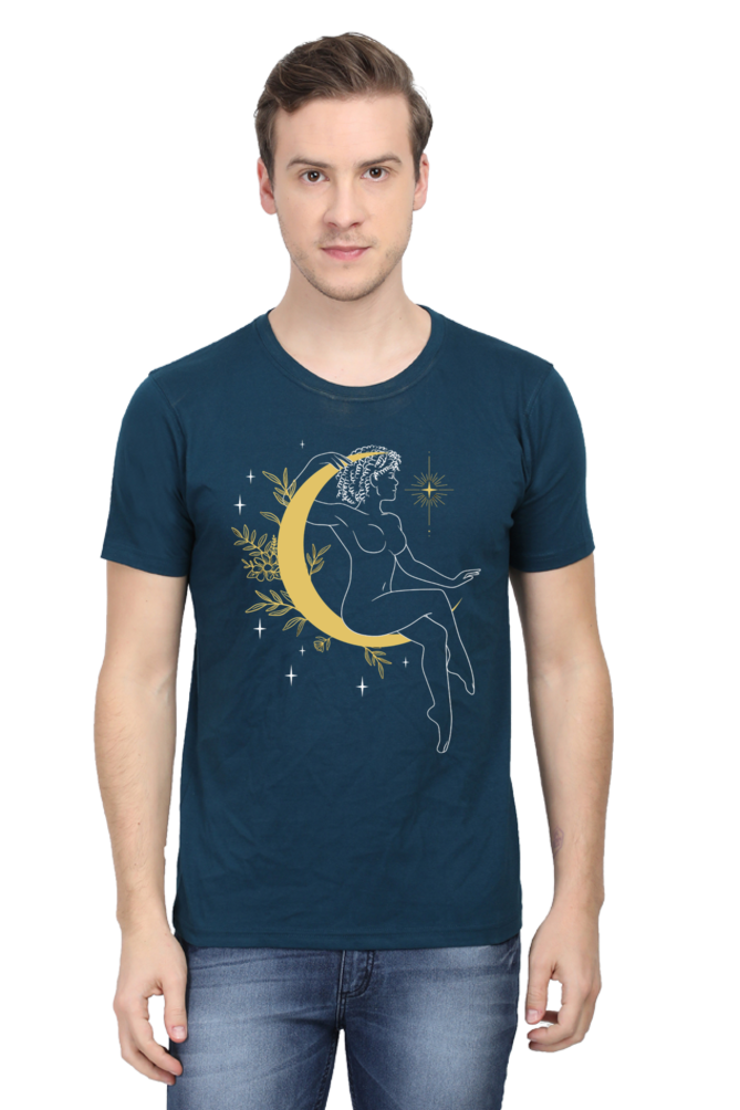 Woman on Moon Art Printed T-shirt