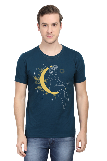 Woman on Moon Art Printed T-shirt