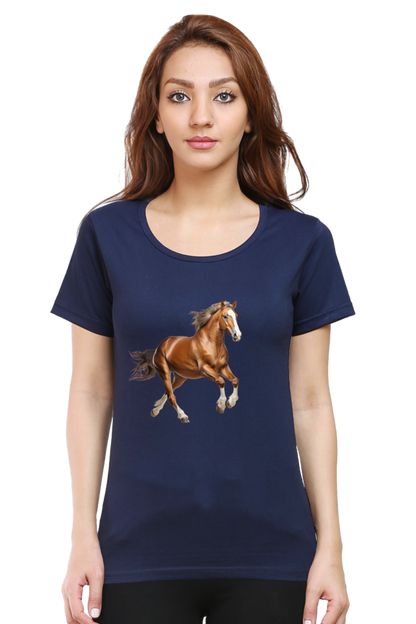 Brown Horse Design Half Sleeve T-Shirt