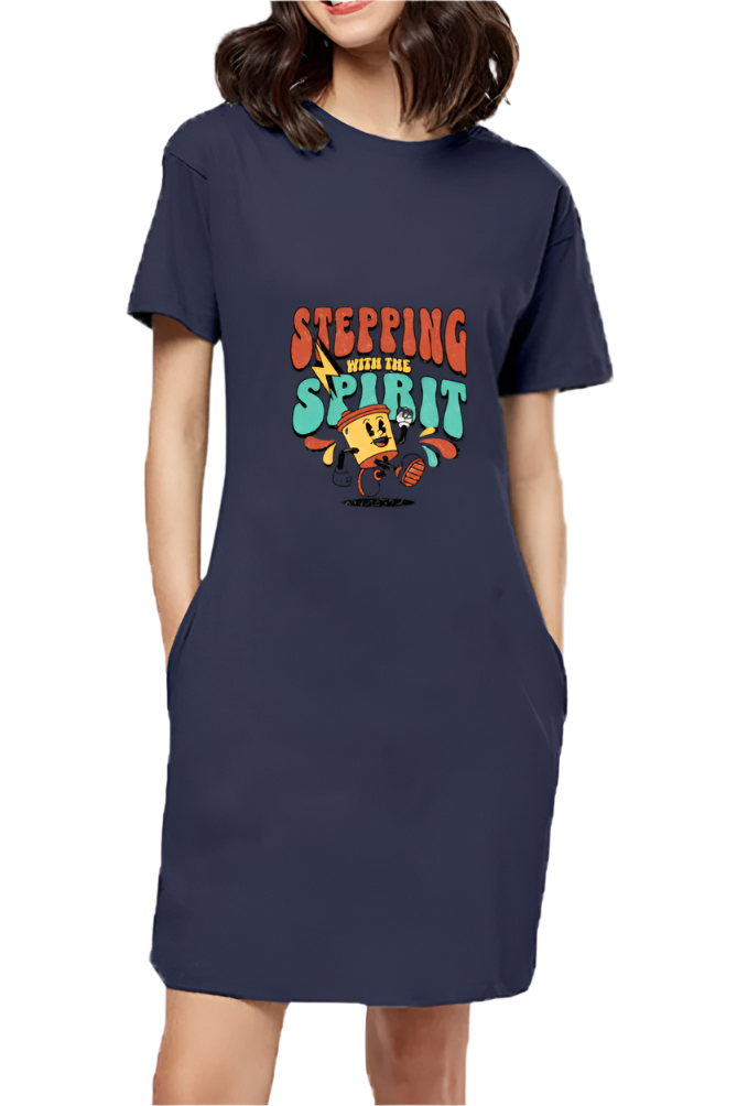 Stepping with Spirit Quote Printed T-Shirt Dress