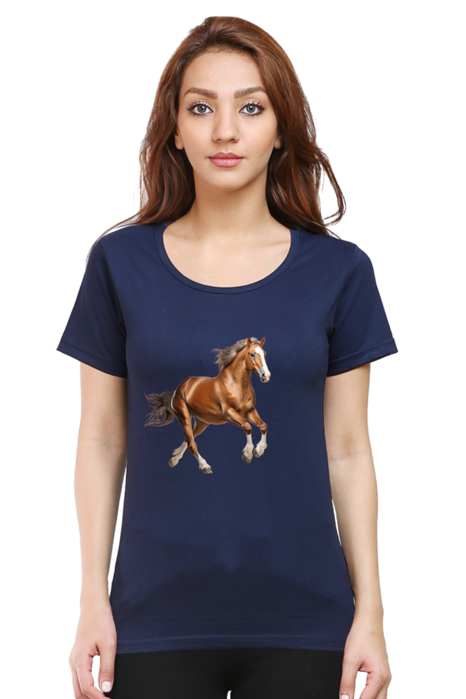 Brown Horse Design Half Sleeve T-Shirt