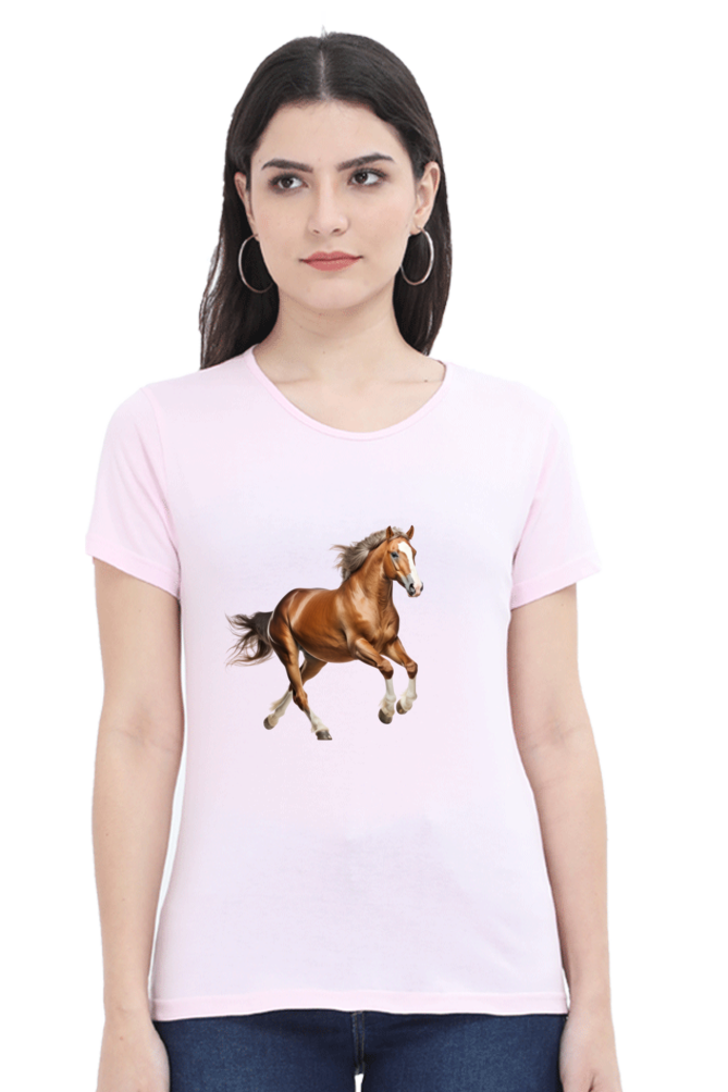 Brown Horse Design Half Sleeve T-Shirt