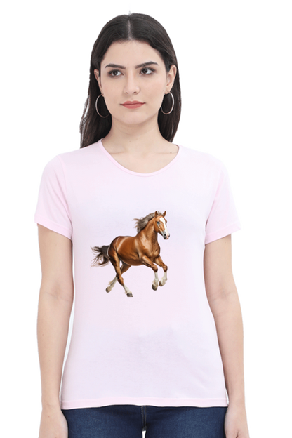 Brown Horse Design Half Sleeve T-Shirt