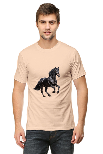 Black Horse Design Printed T-Shirt