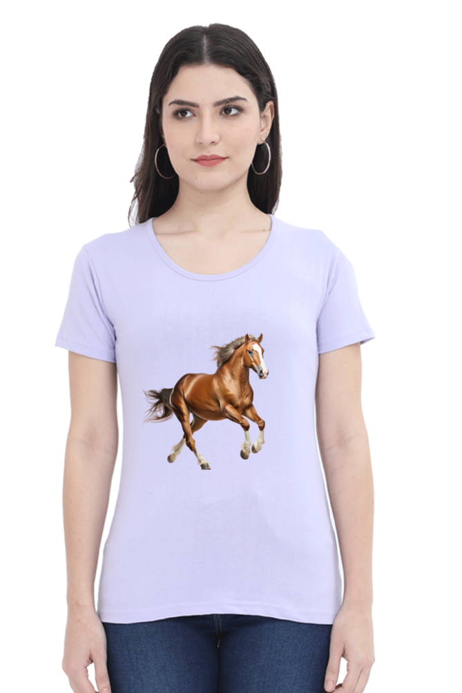 Brown Horse Design Half Sleeve T-Shirt