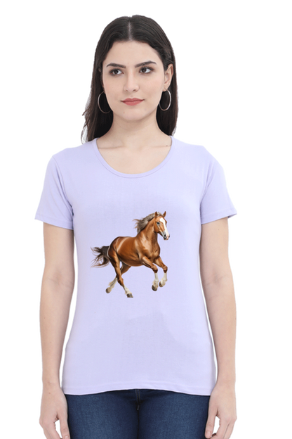 Brown Horse Design Half Sleeve T-Shirt