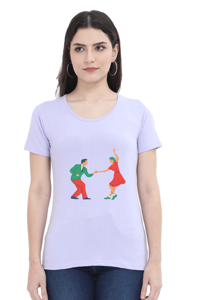 Dancing Couple Design Half Sleeve Printed T-Shirt