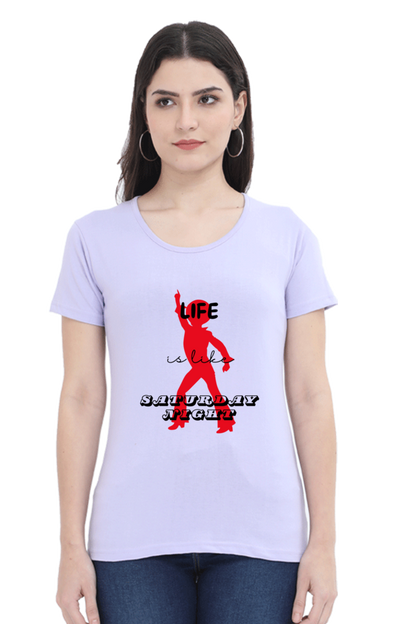 Life Quote Design Half Sleeve Printed T-Shirt