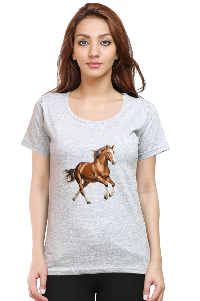 Brown Horse Design Half Sleeve T-Shirt