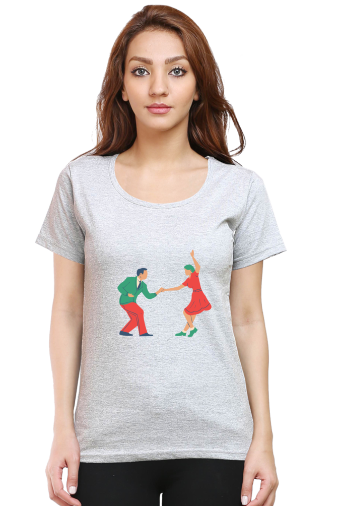 Dancing Couple Design Half Sleeve Printed T-Shirt