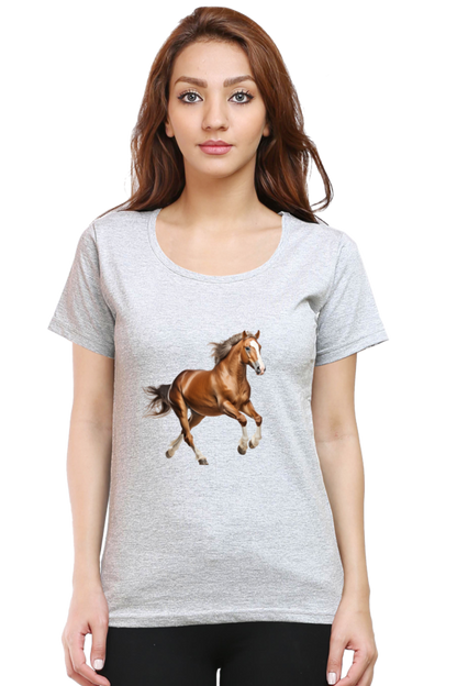 Brown Horse Design Half Sleeve T-Shirt