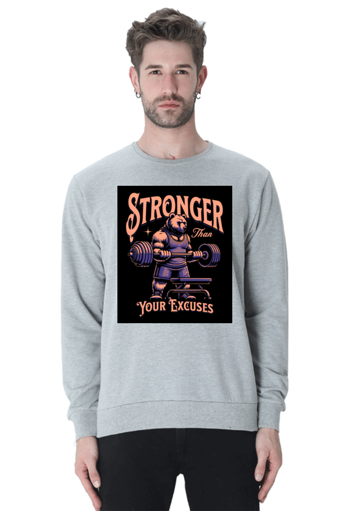 Stronger Gym Bear Printed Sweatshirt