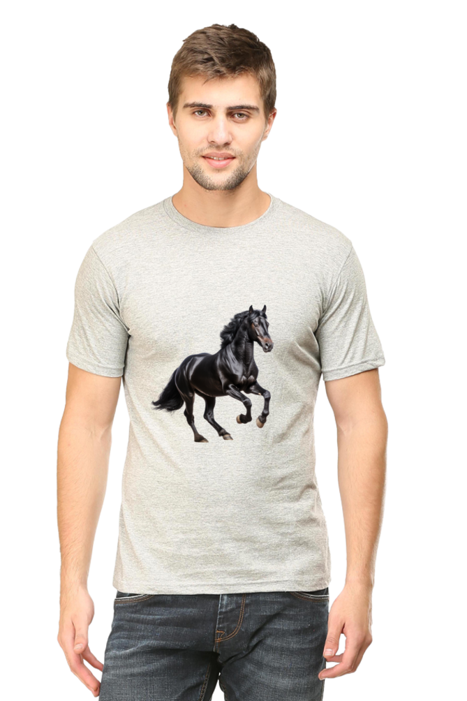 Black Horse Design Printed T-Shirt