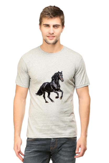 Black Horse Design Printed T-Shirt