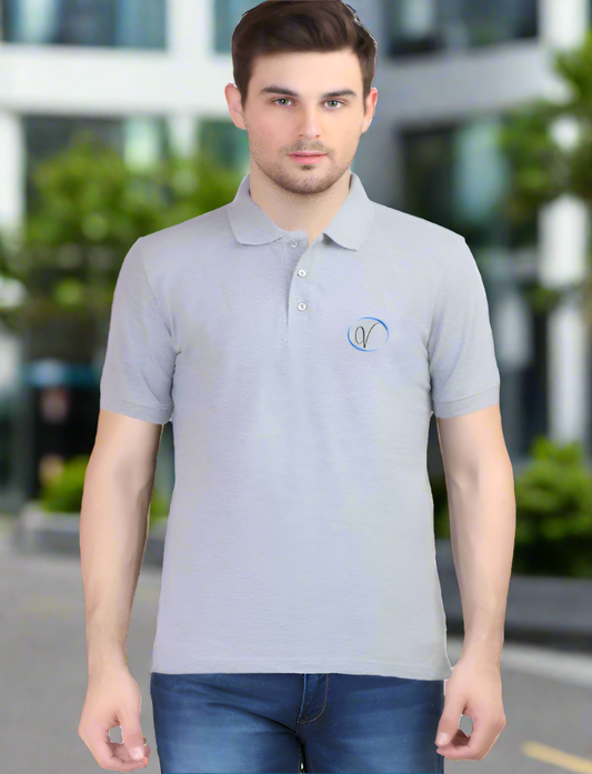 Grey Melange Formal Polo T-Shirt