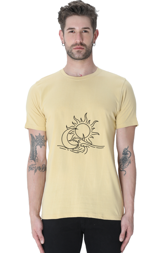 Sun Moon Ocean Art Printed T-shirt