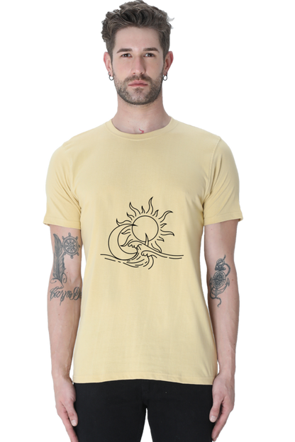 Sun Moon Ocean Art Printed T-shirt