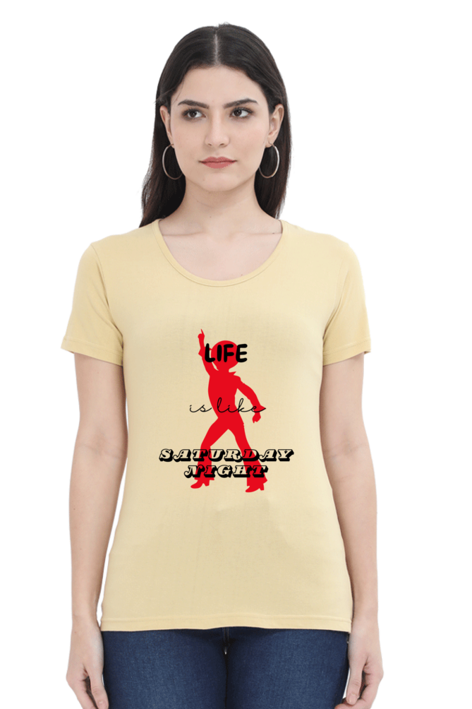 Life Quote Design Half Sleeve Printed T-Shirt